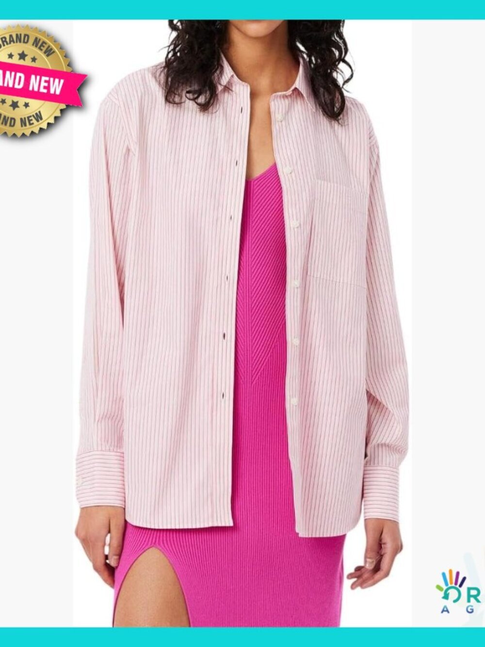 Oversized Popeline Button Down Shirt Classic Elegant Preppy Chic Long Sleeve